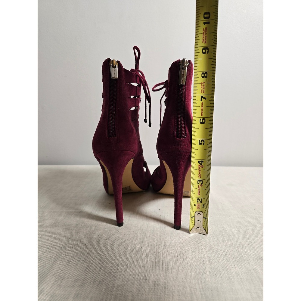 Vince Camuto Womens Heels Burgundy Suede Cutout Lace Up Peep Toe Fionna Size 9 - Picture 5 of 6